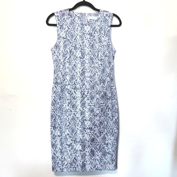 Calvin Klein Dresses & Skirts - Calvin Klein Faux Leather Snakeskin Print Sleeveless Sheath Dress Size 6